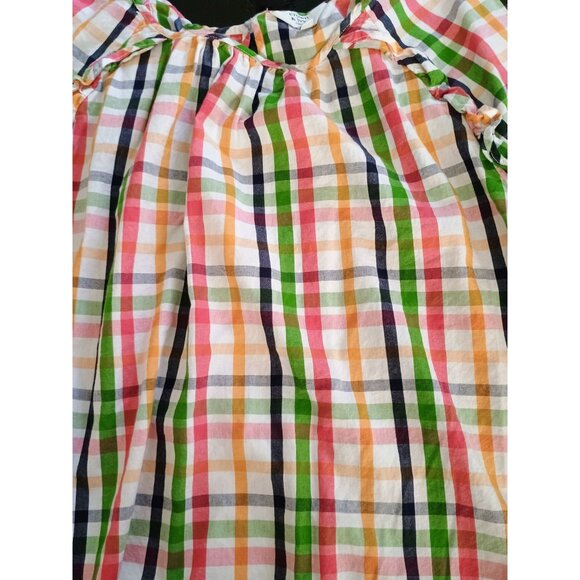 Crown & Ivy Size 2X Green Red Picnic Highland Holiday Ruffle Blouse - Picture 9 of 9